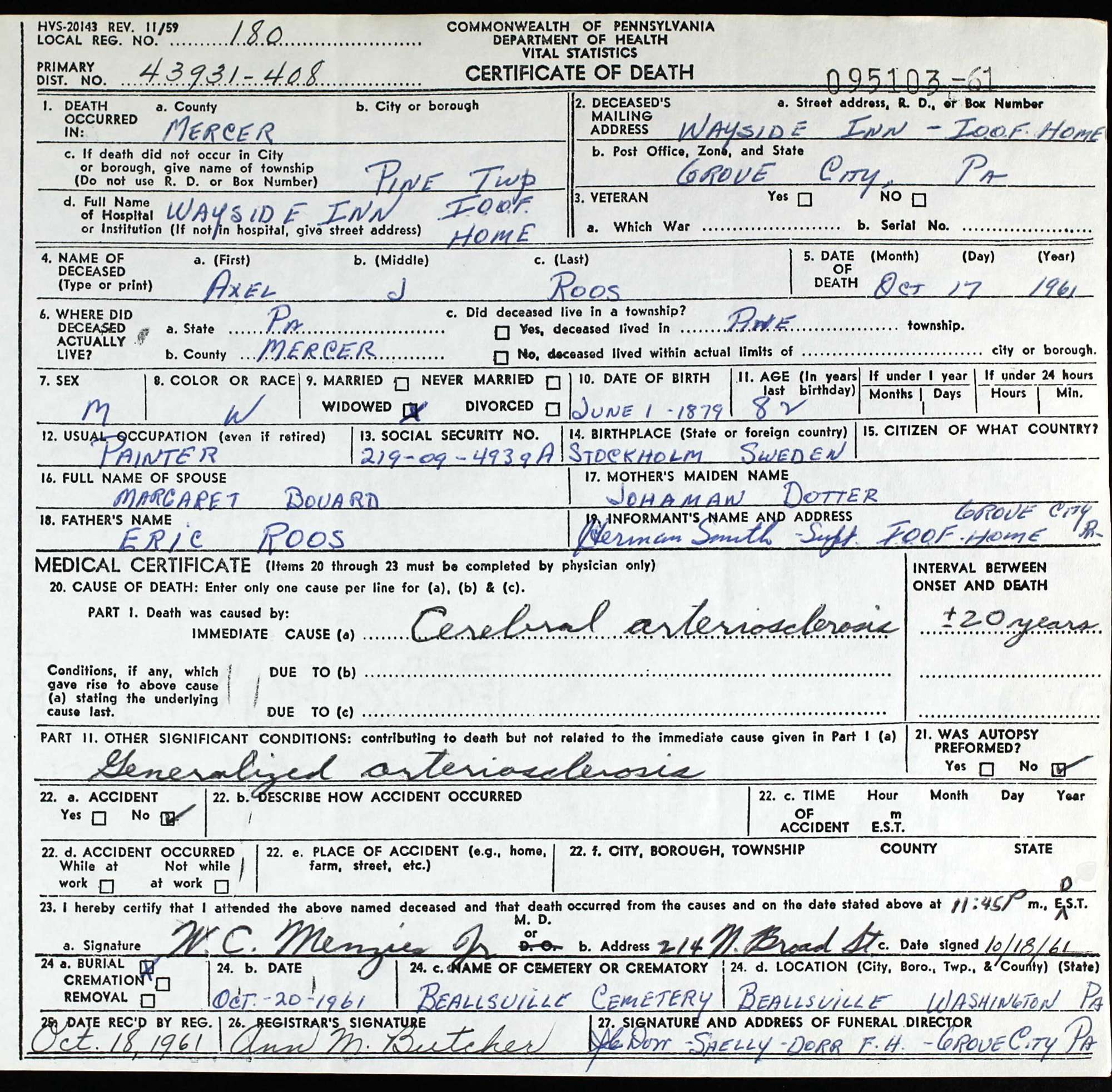 death certificate
